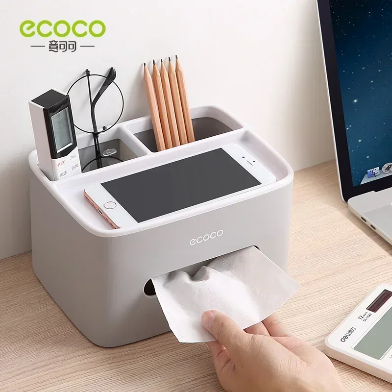 ECOCO Storage Tissue Box Desktop Tools Multifunctional Sundries Storage Organizer Napkin Rack for Office, Bedroom, Living Room