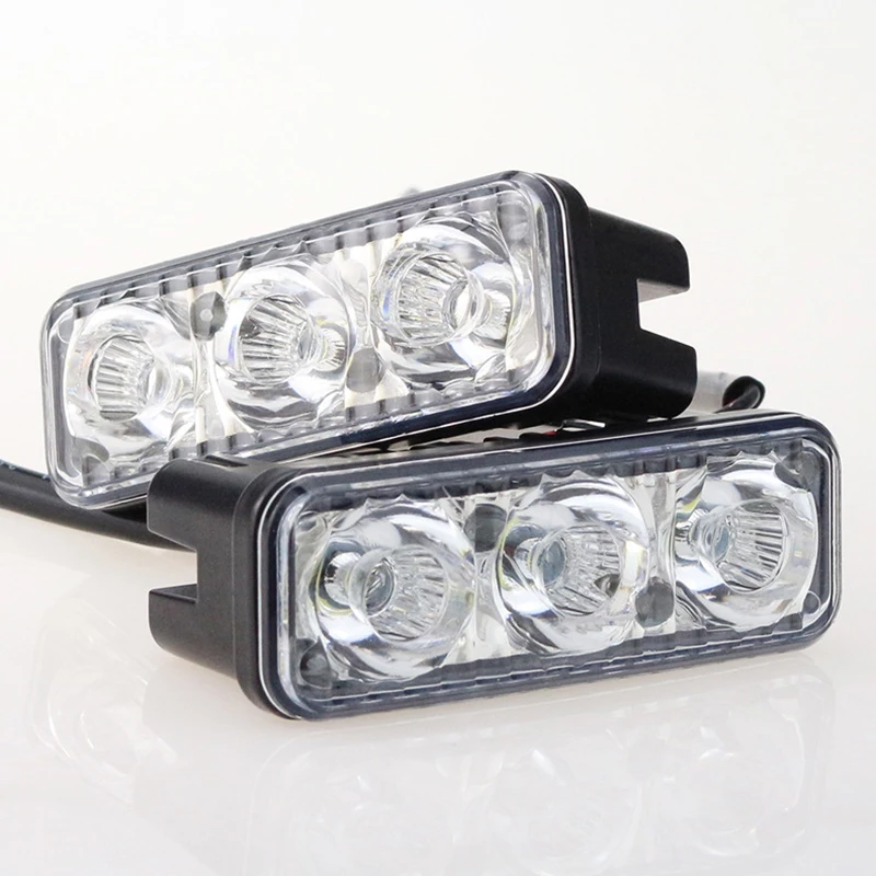 Motorcycles LED DRL LED Daytime Running Light 12V Flash White 6000k Car High Power Day Lights DC Lens With Fog Lamps Waterproof