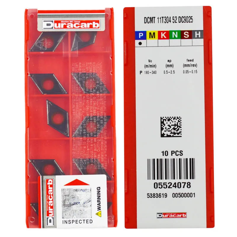 Imagem -02 - Duracarb Cnc Carbide Turning Inserções Original Dcmt Dcmt070204 Dcmt11t304 Dcmt11t308 41 51 52 Dc9015 Dc9025 Dc610 10 Pcs