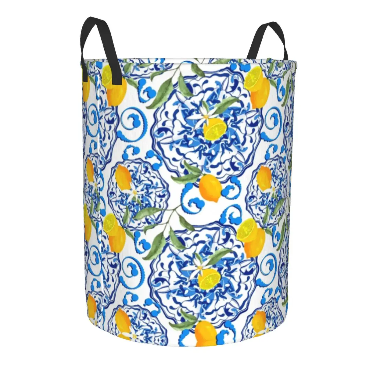 Custom Summer,citrus,mosaic Background ,Mediterranean Style,lemon Fruit Pattern Laundry Hamper Large Storage Basket Nursery Toy