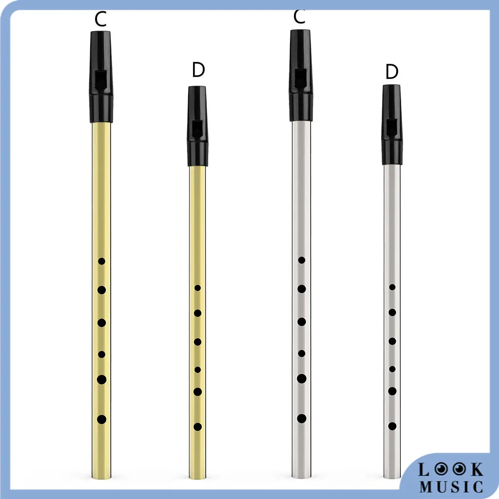 

LOOK Tin Whistle Irish Whistle Flute C/D Key Ireland Tin Penny Whistle 6 Hole Flute Woodwind Instruments Metal Metal Flute