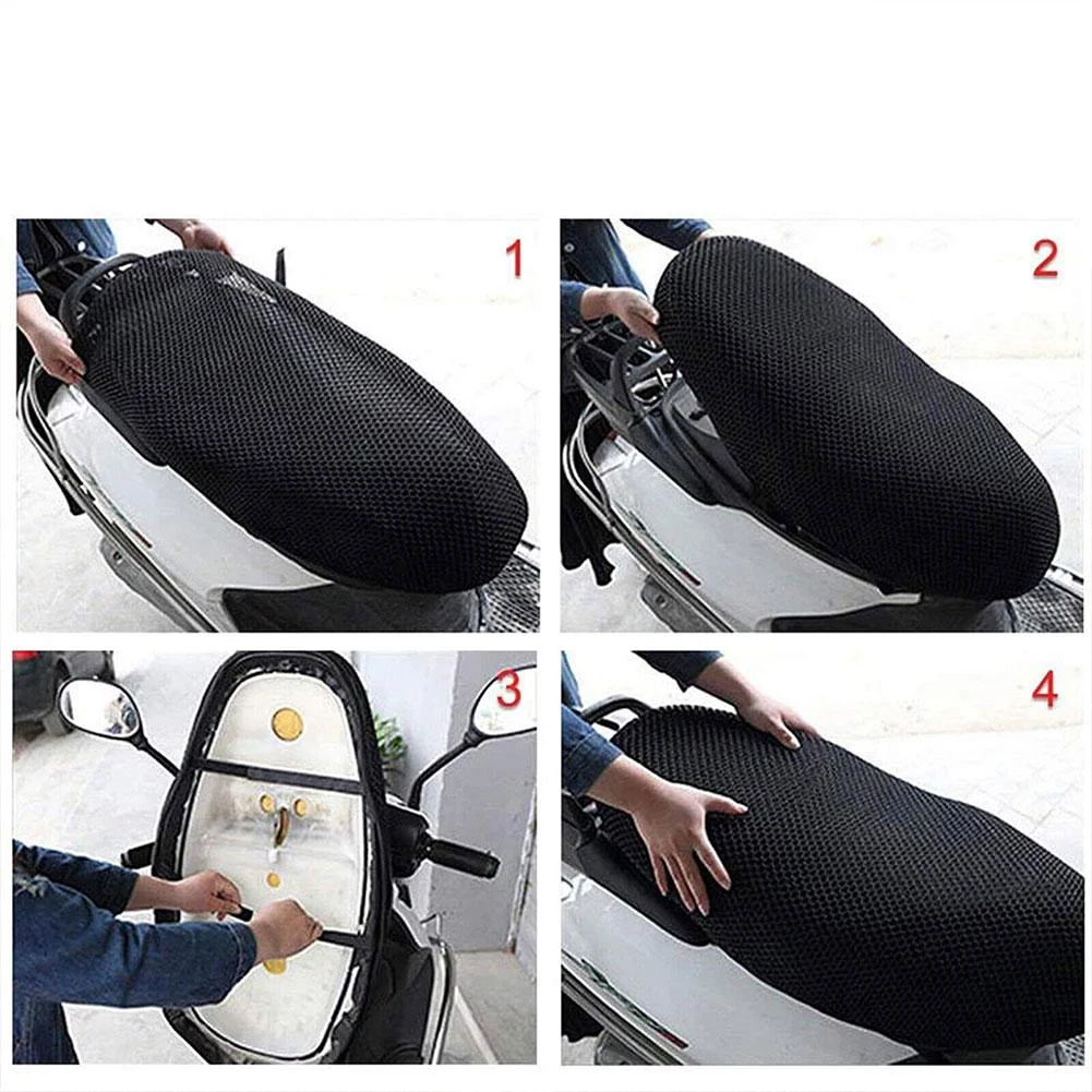 3D Mesh Motorrad Sitzbezug Universal Atmungsaktive Roller Sitzpolster Mit Anti-Rutsch Mesh Sommer Cooles Design UV-Schutz