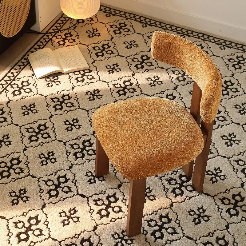 

Mid-Century Solid Wood Dining Chair - Minimalist Design French Vintage Wabi-Sabi Backrest Chair Restaurant Chair Furniture