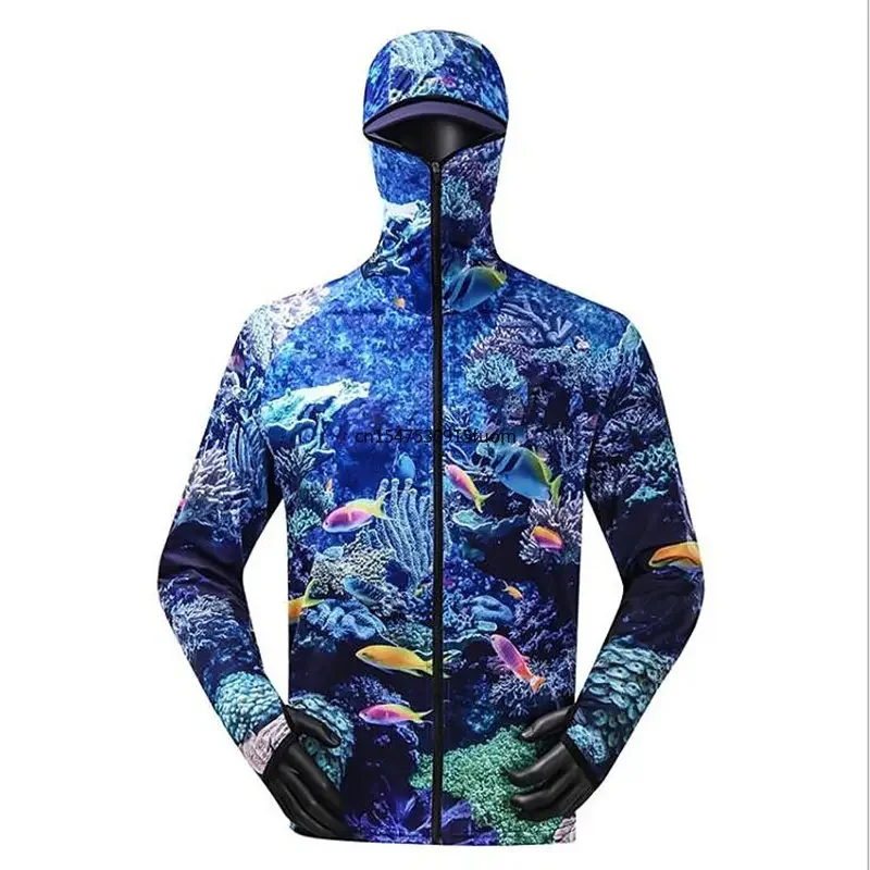 Outdoors Jerseys Anti-UV With Zipper Fishing Clothing Sublimation Printing Men's Fishing Shirts Quick Dry Sun Protection Hoodie