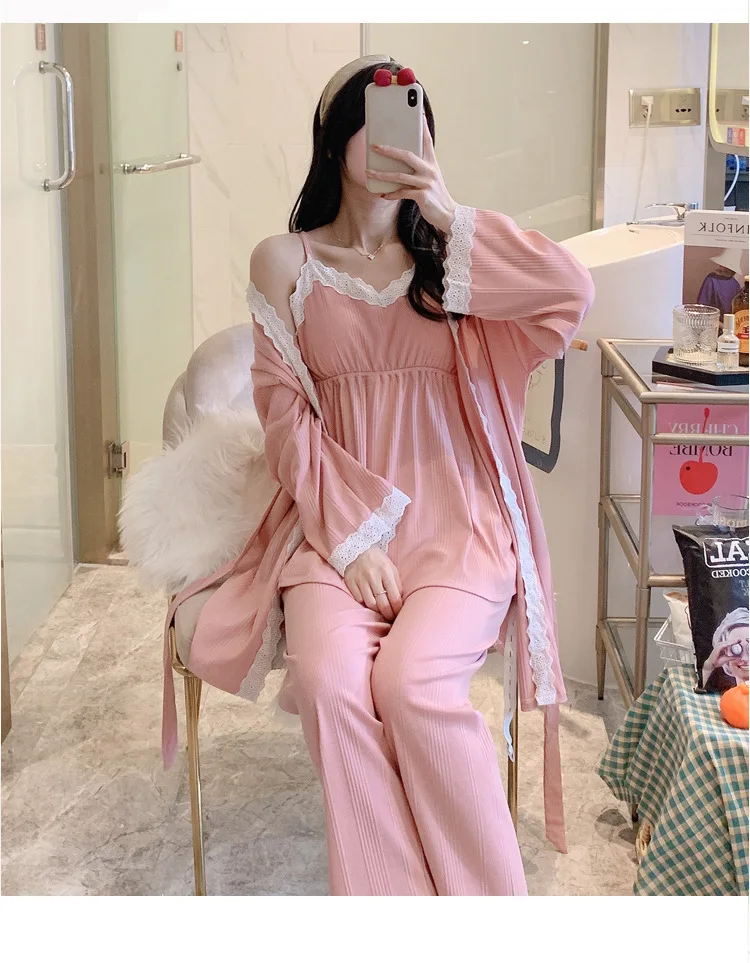 3PCS/Sets Cotton Maternity Nursing Pajamas Fashion Nightwear Breastfeeding Home Wear For Pregnant Women Pregnancy Sleepwear Suit