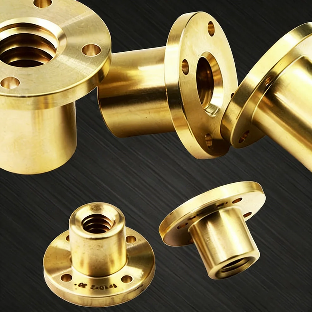 T8 T10 T12 T14 T16 T20 T25 T28 T30 T32 T36 T40 Pitch 1-14mm Brass Left/Right Hand Thread Round Flange Trapezoidal Lead Screw Nut