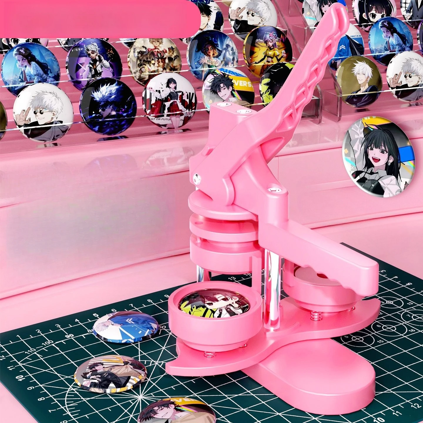 DIY Pin Badges Button Making Machine Kit 58MM Badge Button Maker with 100PCS Button+Circle Cutter Student Handicraft