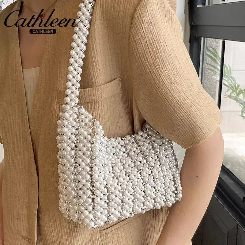 Niche Design Pearl Underarm Bag For Women's Work Bag Fashionable Work Bag Single Shoulder Bag Pearl Handbag Beaded Bag