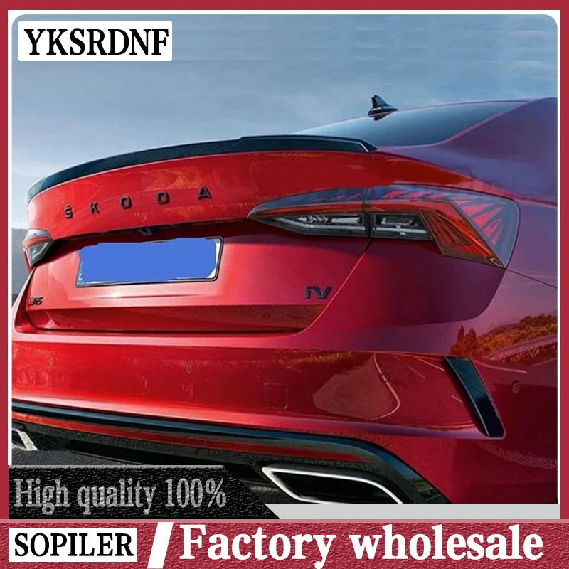 Dla Skoda Octavia 2020 2021 Spoiler w stylu V Stylizacja samochodu ABS Niepomalowany kolor Tylne skrzydło bagażnika Dekoracja samochodu