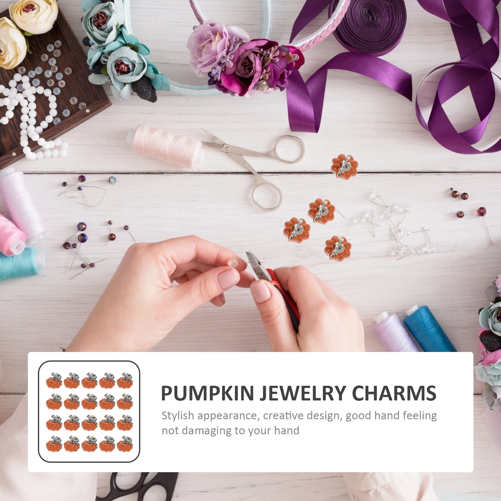 

20 Pcs Pumpkin Earrings Pendant Halloween Decorations Necklace Accessory Jewelry Alloy Charms Pendants Girl