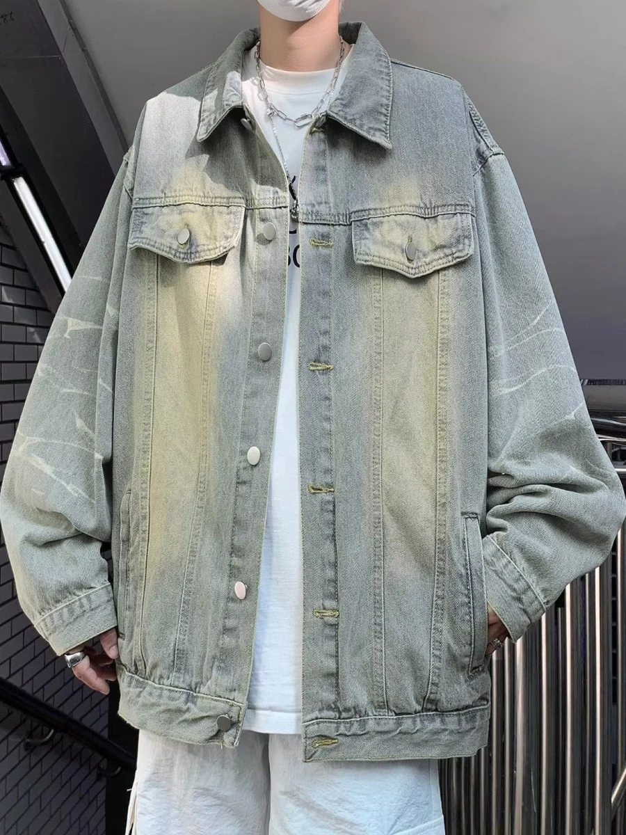 

American Sle Haome Spring Autumn Jaet Men's Loose Harajuku Hong Kong Sle Street Faion Korean Version Trendy Coat