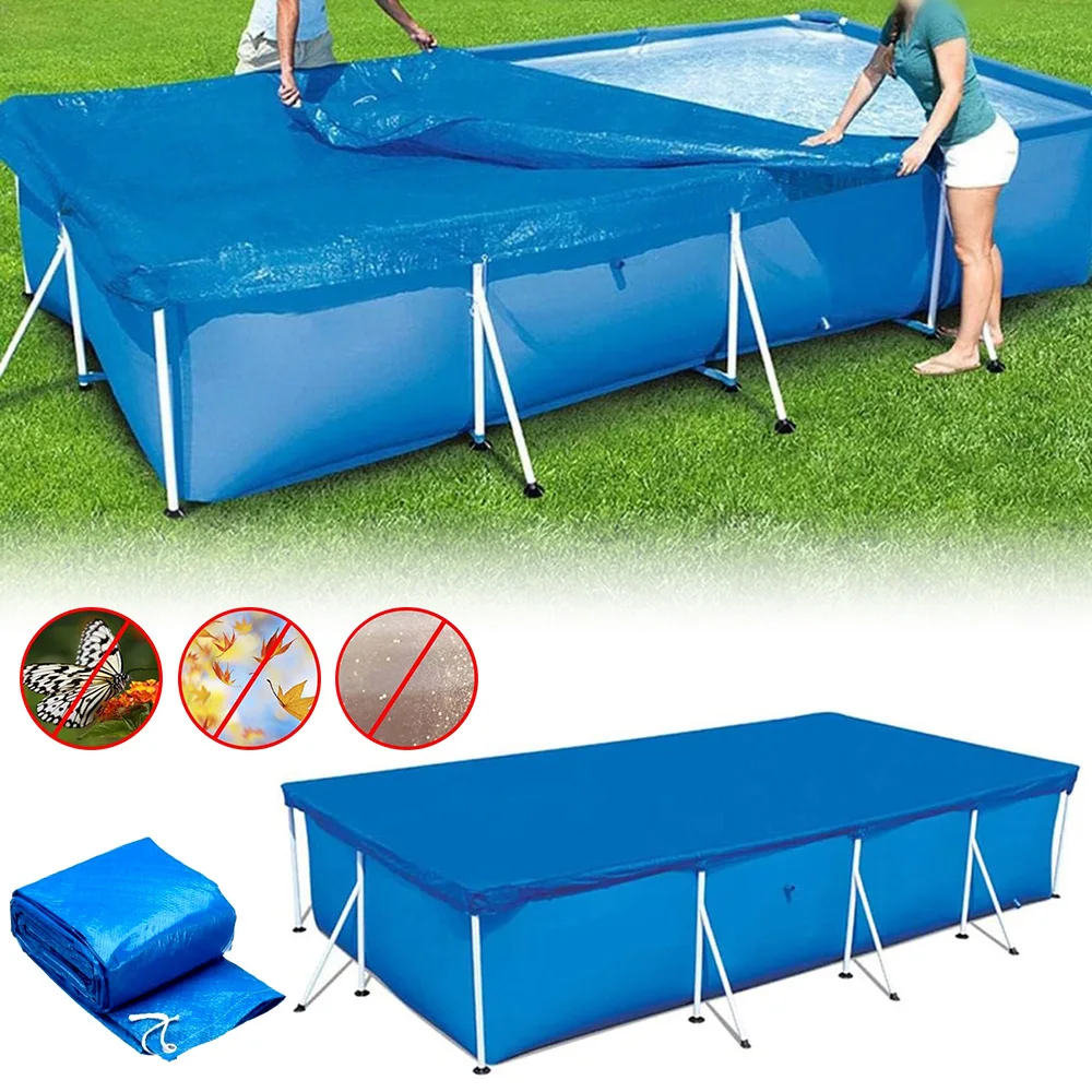 Swimming Pool Cover PE Garden Swimming Pool Waterproof Rectangle Pool Party Accessories Large Heated Tub Dust Film Tools