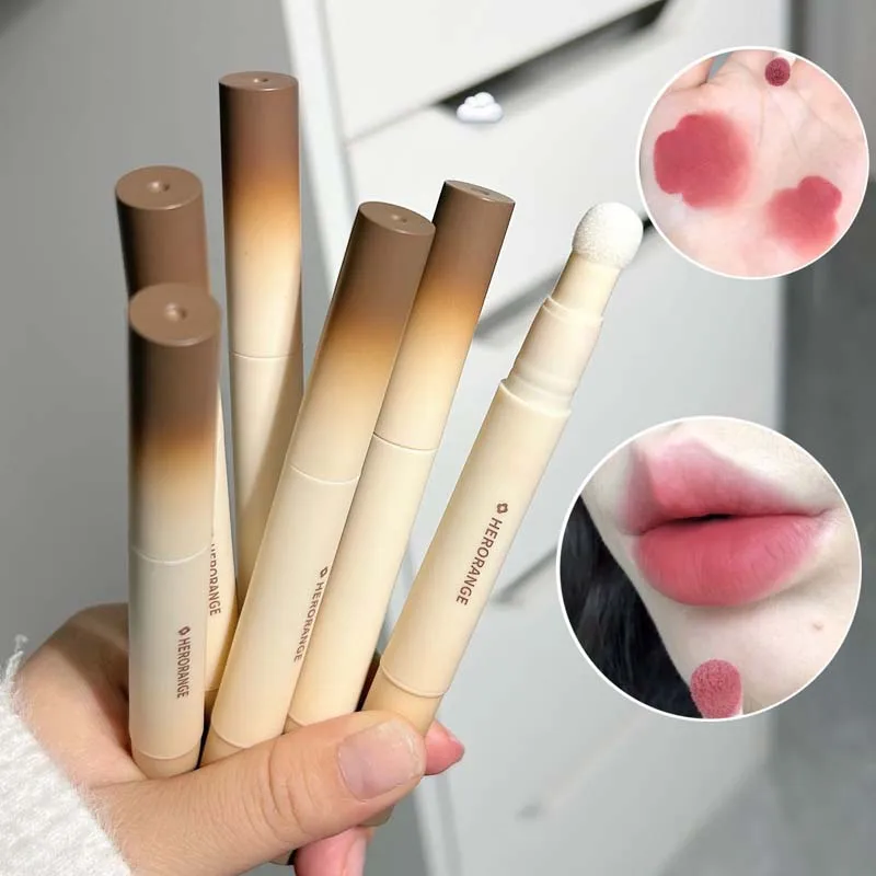 HERORANGE Mousse Velvet Matte Lip Tint, Sponge Tip Design Creamy Non-Dry Texture Soft Foggy Finish for Natural Daily Lip Makeup