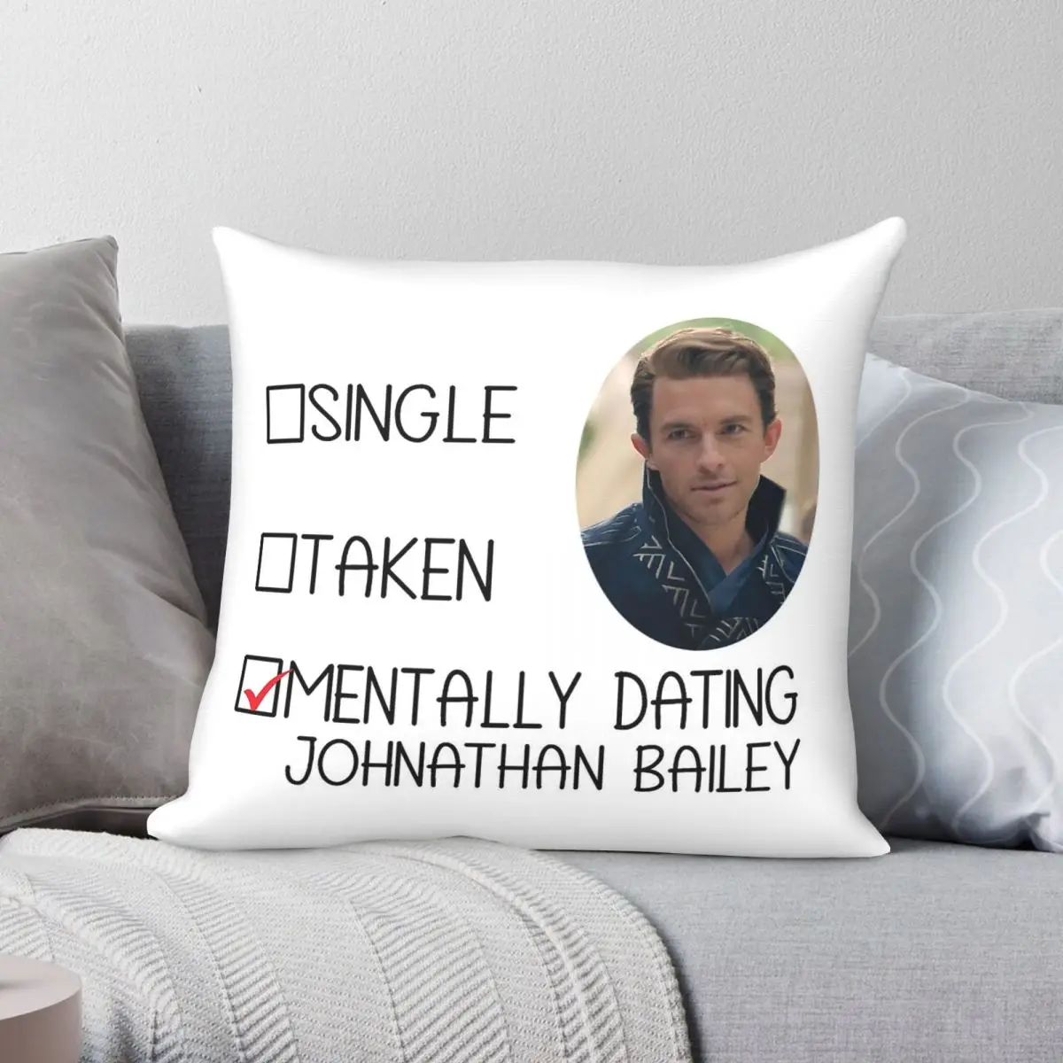 Mentally Dating Jonathan Bailey Square Pillowcase Polyester Linen Velvet Creative Zip Decor Car Cushion Cover 18