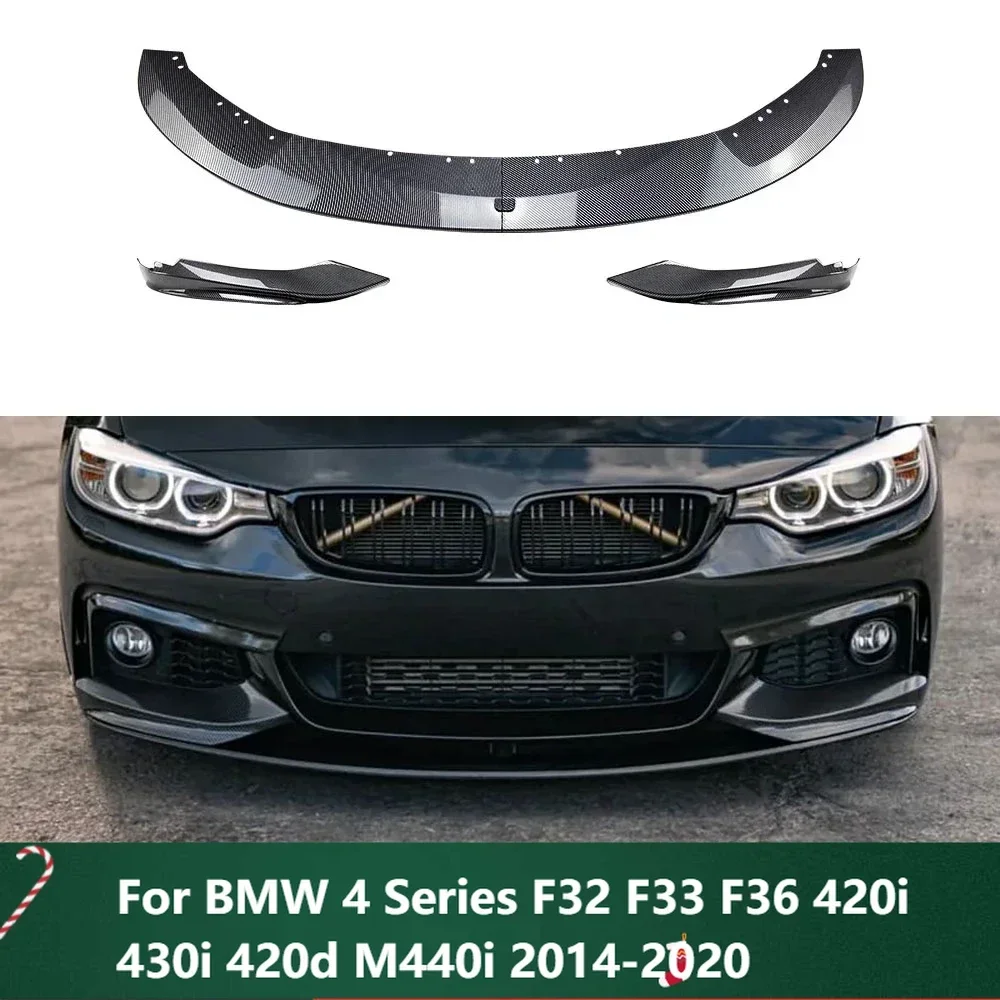 

New！Front Bumper Lip ABS Glossy Black Or Carbon Fiber Look Spoiler For BMW 4 Series F32 F33 F36 420i 430i 420d M440i 2014-2020