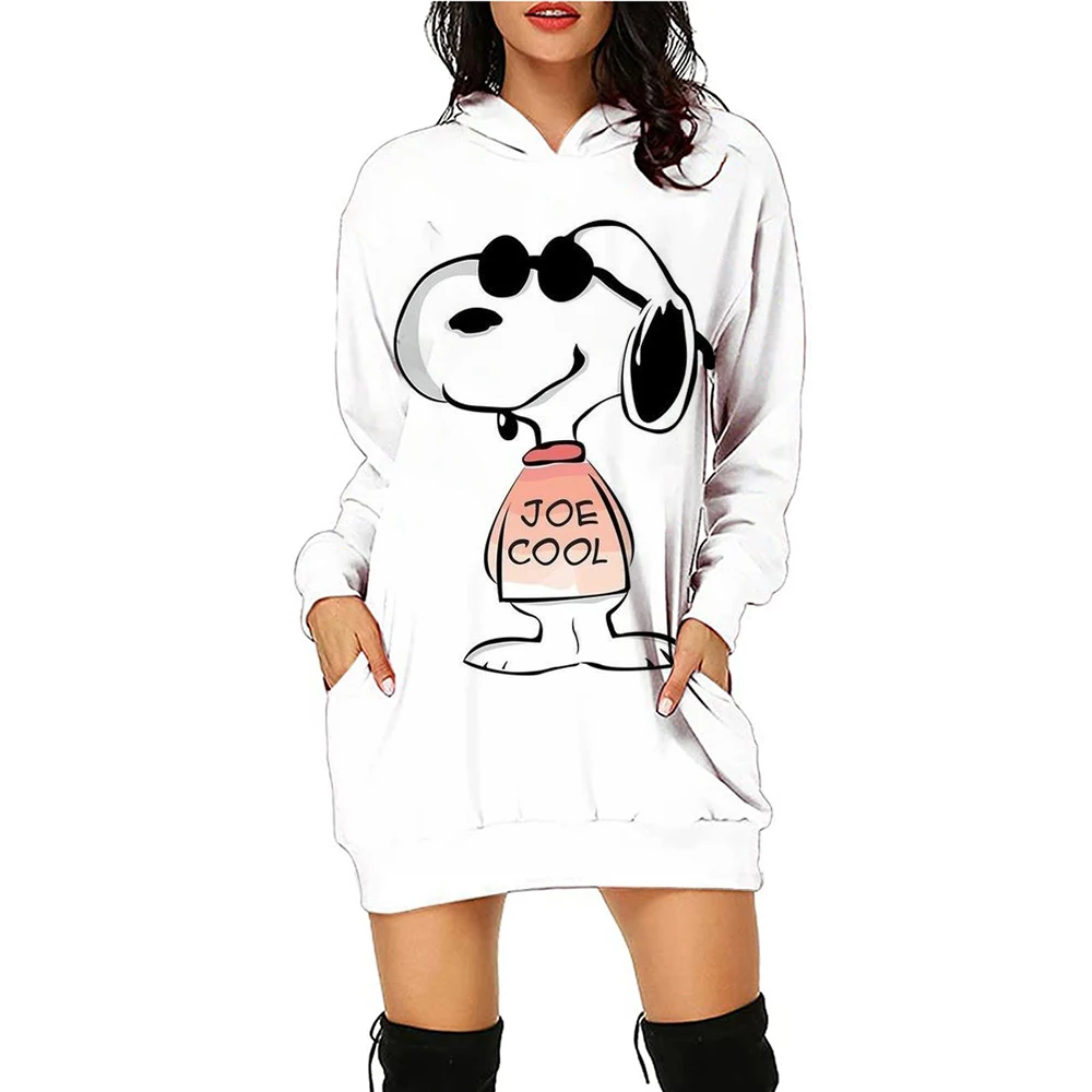 Sportswear women's dress pocket fashion casual Snoopy print sports skirt simple daily autumn hooded 2024 spring new item