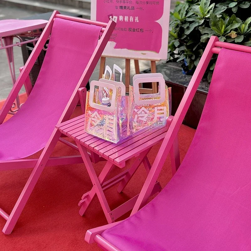 Fluorescente Folding Beach Chair, Proteção Solar, Pink Lucky Color, Rosa Vermelha, Proteção Solar, ao ar livre, Legal