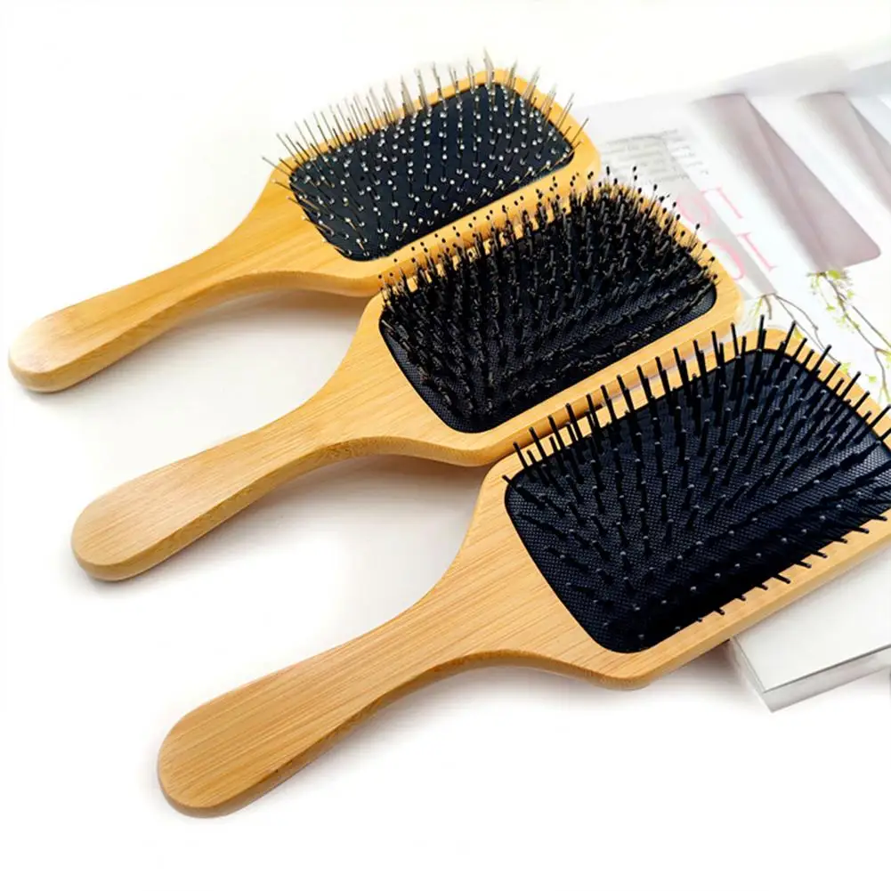 Hair Comb Anti-Slip Anti-static Frizzless Knotless Painless Prevent Hair Loss Bamboo Pig Bristle Air Cushion Massage Home Supply