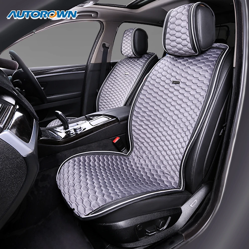 Suede car seat cushion Plush flocking cloth 3D honeycomb grid General Motors interior CAR SUV MPV 2 front seat car seat cover