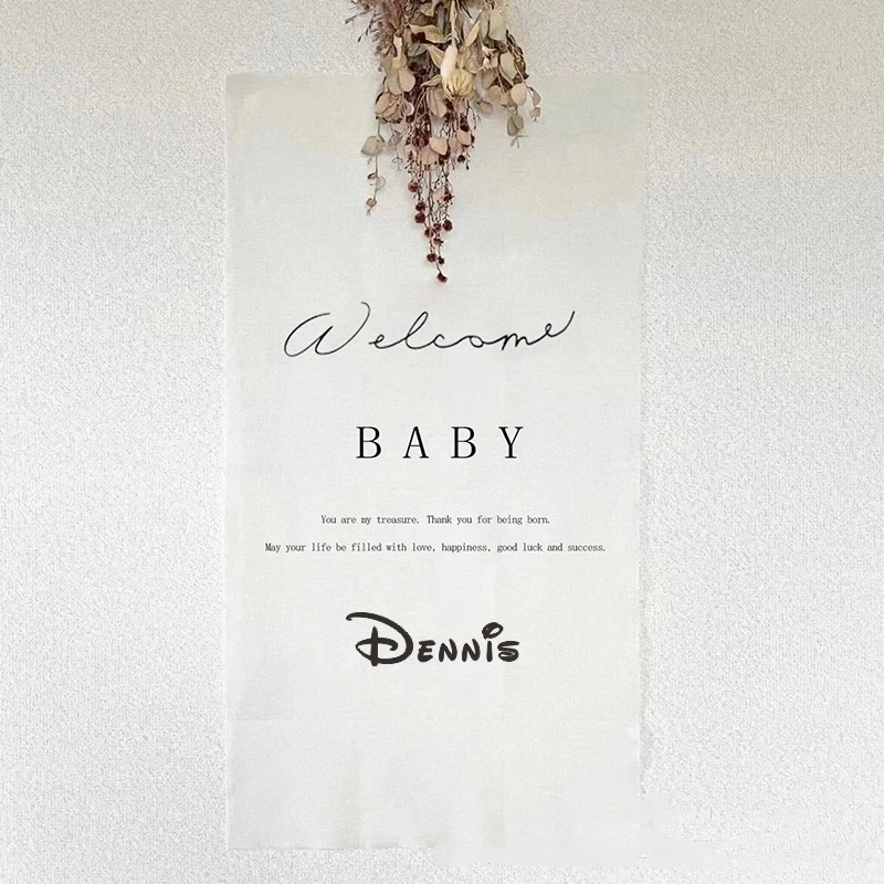 Customized name birthday hanging cloth, Welcome Newborns, customized baby name party background wall decoration,baby shower