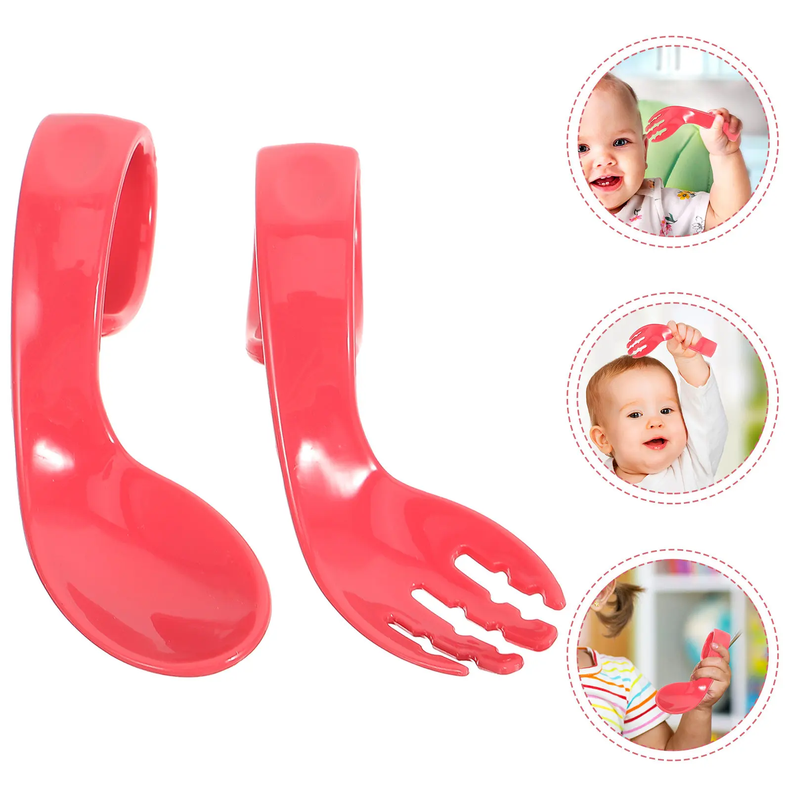 

1Set Infant Feeding Spoon Fork Combo Newborn Toddler Training Tableware Set High Temperature Resistant Safe Dinning