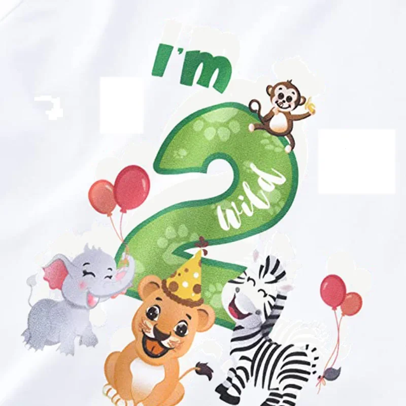 Woodland jungle Safari forest animal themed wild one first second 1st 2nd Birthday decoration gift present Photo props T Shirt