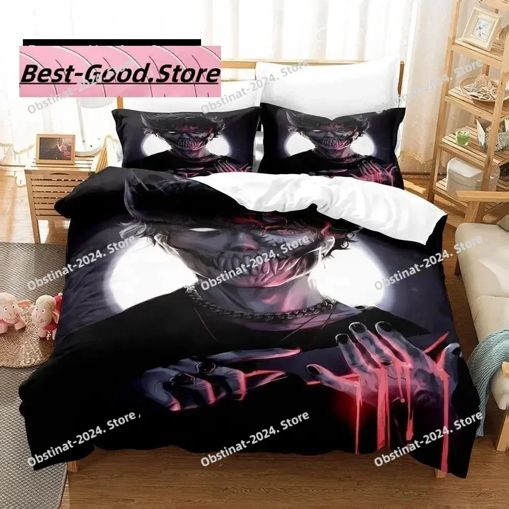Novo conjunto de roupa de cama 3D com estampa de marido cadáver, edredom individual, capa de edredom, fronha, 3 peças, tamanhos infantil e adulto