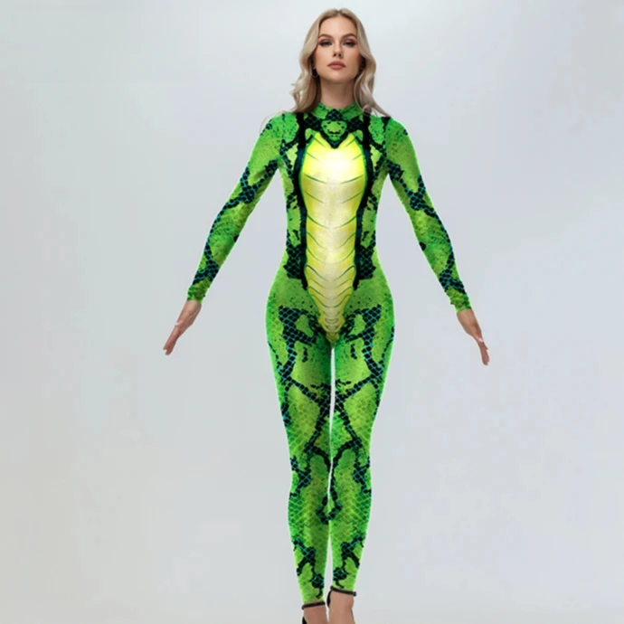 ฮาโลวีนคอสเพลย์เครื่องแต่งกายผู้หญิงสัตว์กบรูปแบบ 3D การพิมพ์ Jumpsuits เครื่องแต่งกาย Onesie ชุดแฟนซีชุด Zentai