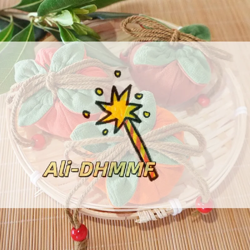 Chinese Style Persimmon Blessing Sachet - Cotton Linen Drawstring Pouch for Jewelry/Coins, Hanfu Accessory & Lucky Gift