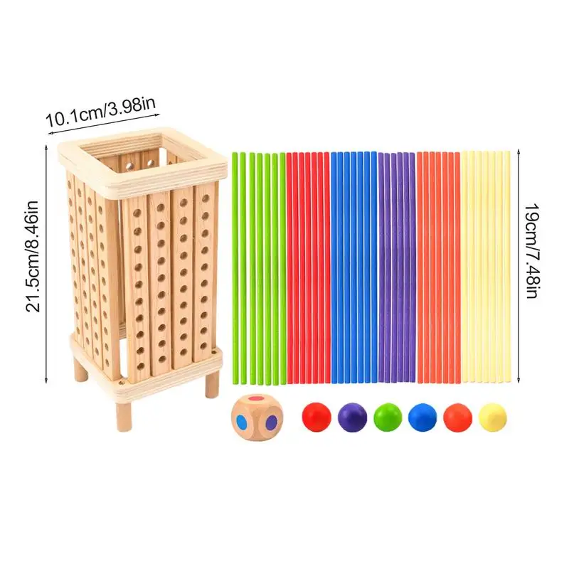 Jouet de tour de balle de dés en bois, jeu de côtes de anciers, jeux de société, motricité fine, comptage de maths, jouets pour 3