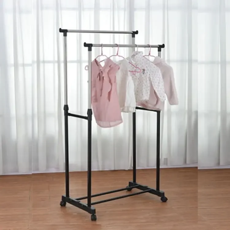 Double Rod Drying Rack, Movable Drying Rack, Simple Hanging Rack, Retractable Floor Drying Rack