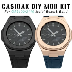 Nautilus Style Case+Strap for Casioak GA2100 Luxury Refit Mod Kit Set Metal band for Gshock GA-2110 Modification Kit