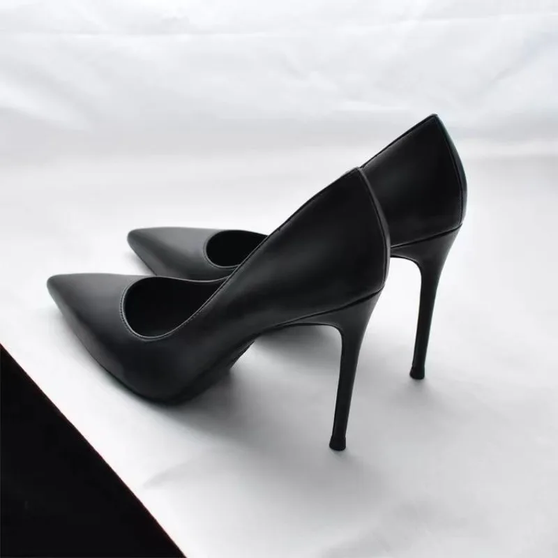 New Soft Leather Black Professional High Heels Female Stiletto All-match Flight Attendant Single Shoes Work Shoes 2026