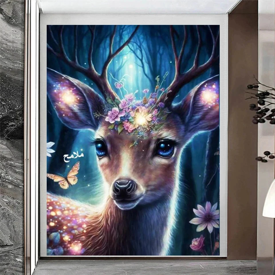 Novelty 2023 5D Diy Diamond Painting Elk Deer Butterfly Cross Stitch Kit Mosaic Animal Full Square Round Drill Embroidery W182