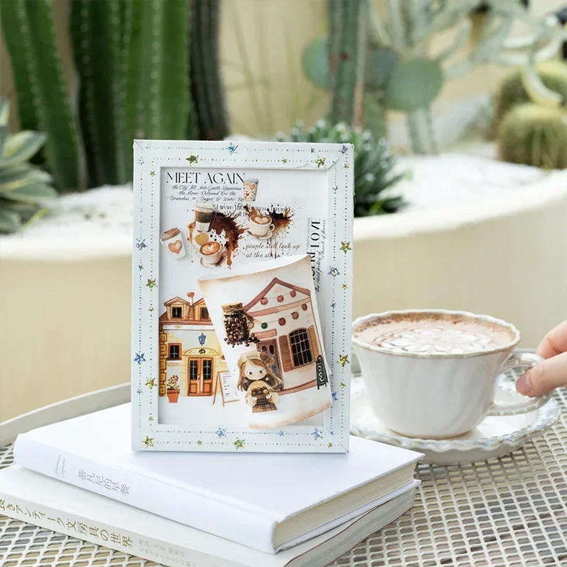 1pack/3pack Die Cut PET Sticker Book Coffee Party Series 12Pcs Café Diorama Decor