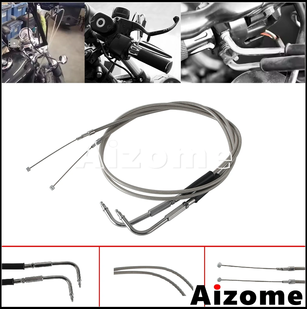 0.9m 1.1m 1.3m 1.5m Motorcycle Dual Throttle Cable Lengthened Speed Control Wires For Harley Sportster XL883 XL1200 1996-2015