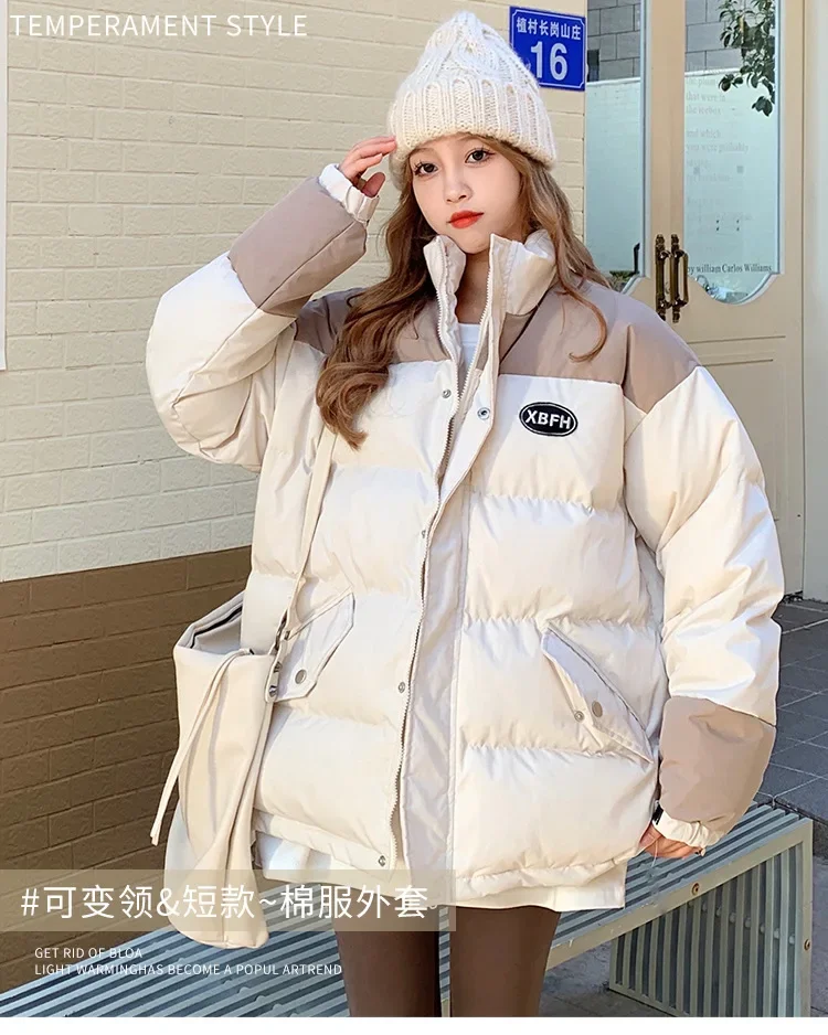 Stand Collar Jackets Women Warm Thick Coats Short Jacket Winter Parka  Korea Streetwear Outerwear Women Clothes Winter Jackets