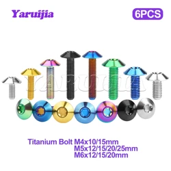 Yaruijia Titanium Ti Bolts M4/M5/M6x12/15/20/25/30/35mm Torx Head Screws for Bicycle Motorcycle Part 6pcs