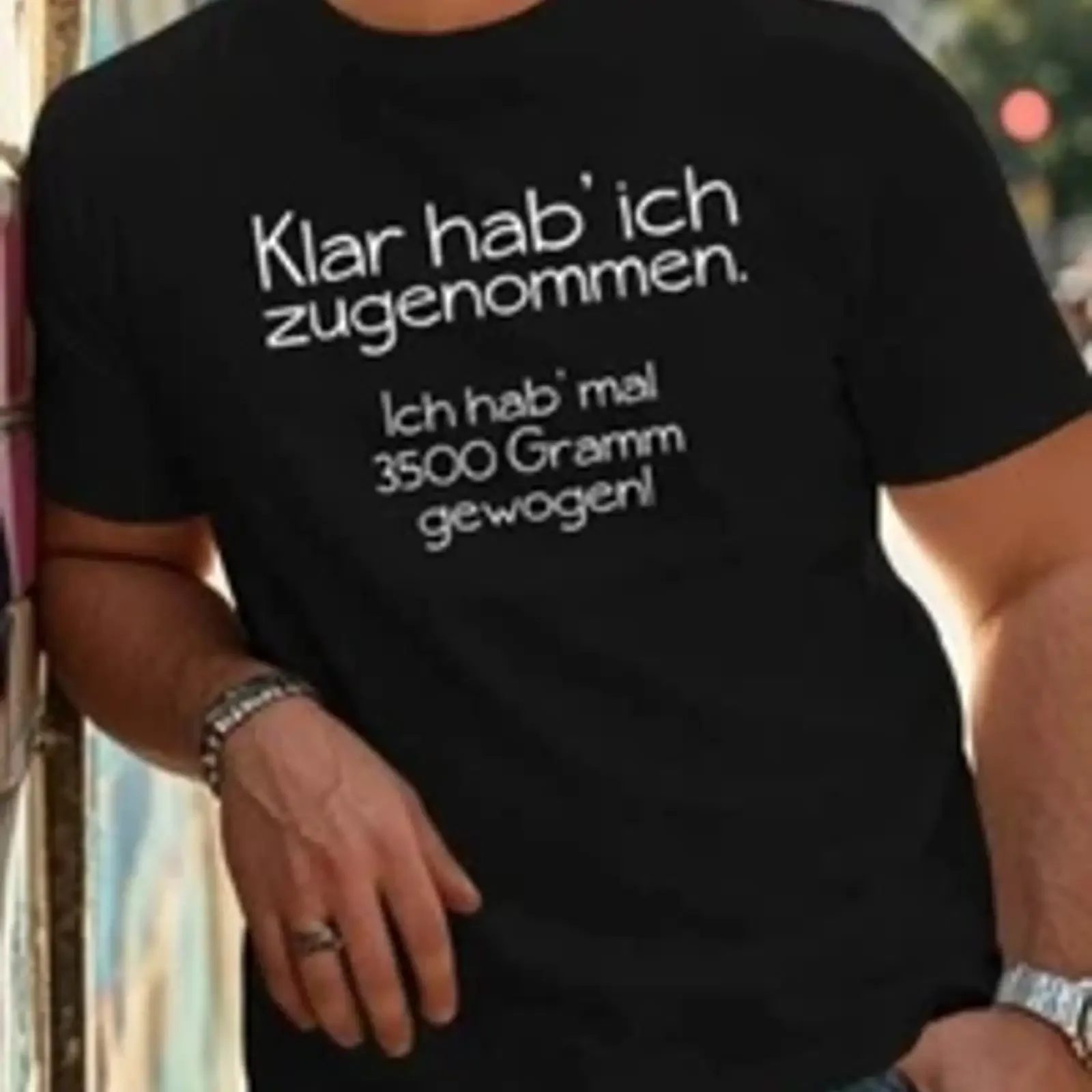 Men's T shirt Of course I've gained weight I once weighed 3500 grams Slogan vintage Washed streetwear Comfortable Soft Slightly