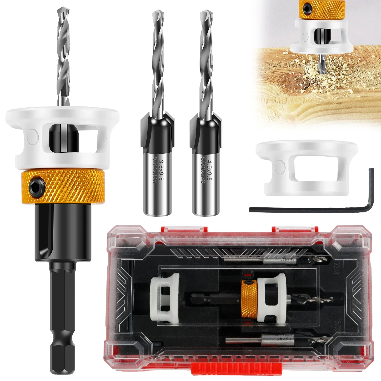 

Набор сверл с зенковкой и регулируемой глубиной, быстросменные сверла с зенковкой из алюминиевого сплава, сменные сверла для деревообработки