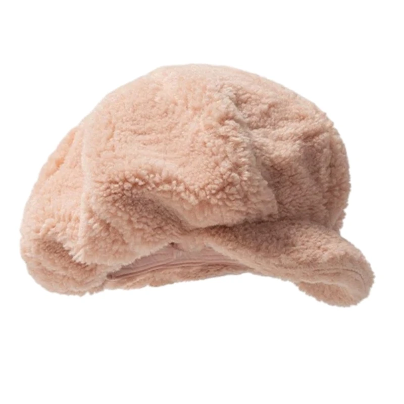 Cappello a fungo in morbido velluto per ragazza Cappello ottagonale alla da donna Cappellini in peluche caldi invernali per