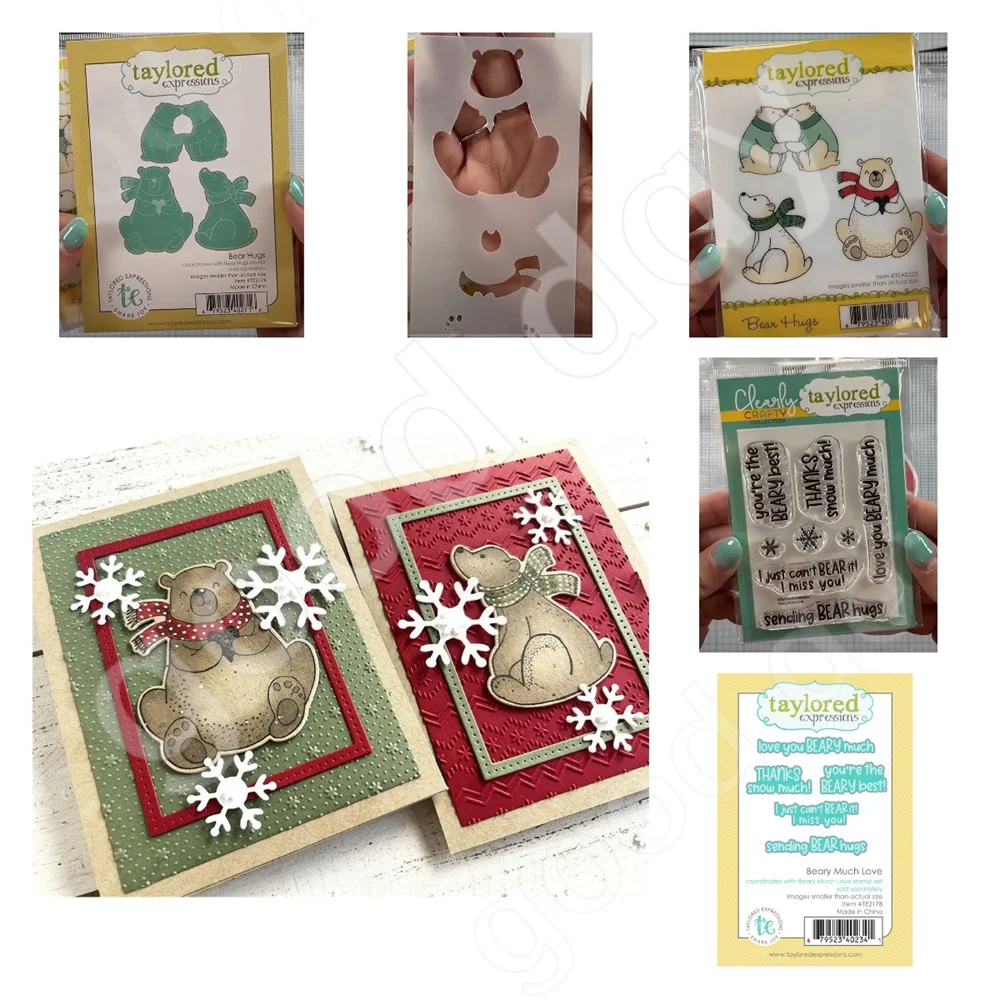 

BEARY MUCH LOVE Metal Cutting Dies Stamps and Stencils Scrapbooking Journaling Albums Decorating DIY Holiday Cards Handmade