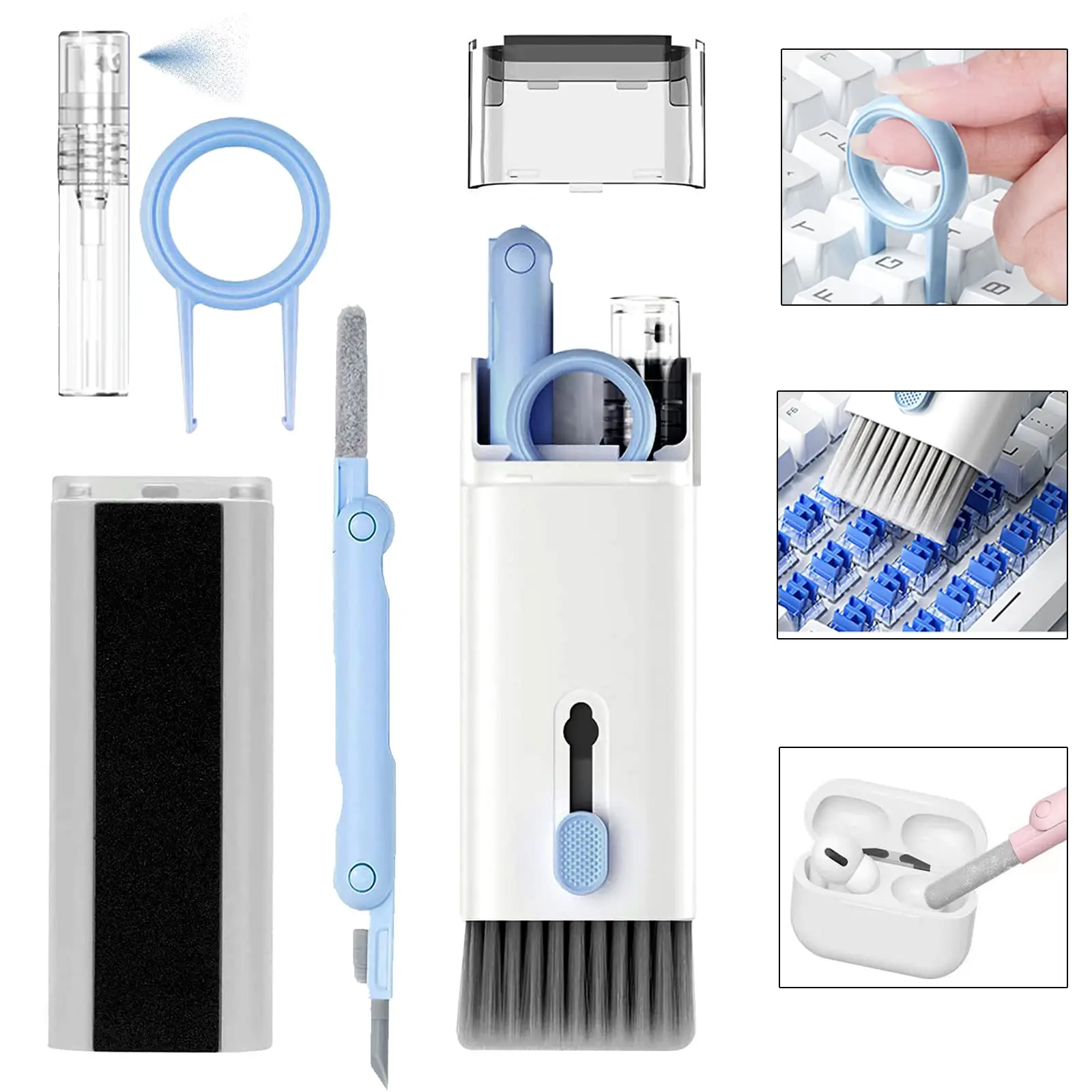 7-in-1 Cleaner Kit for Airpods 1/2/3/ Pro Headphones  Case Keyboard, Deep Cleaning Tools Screen Cleaner for iPhone Laptop Camera