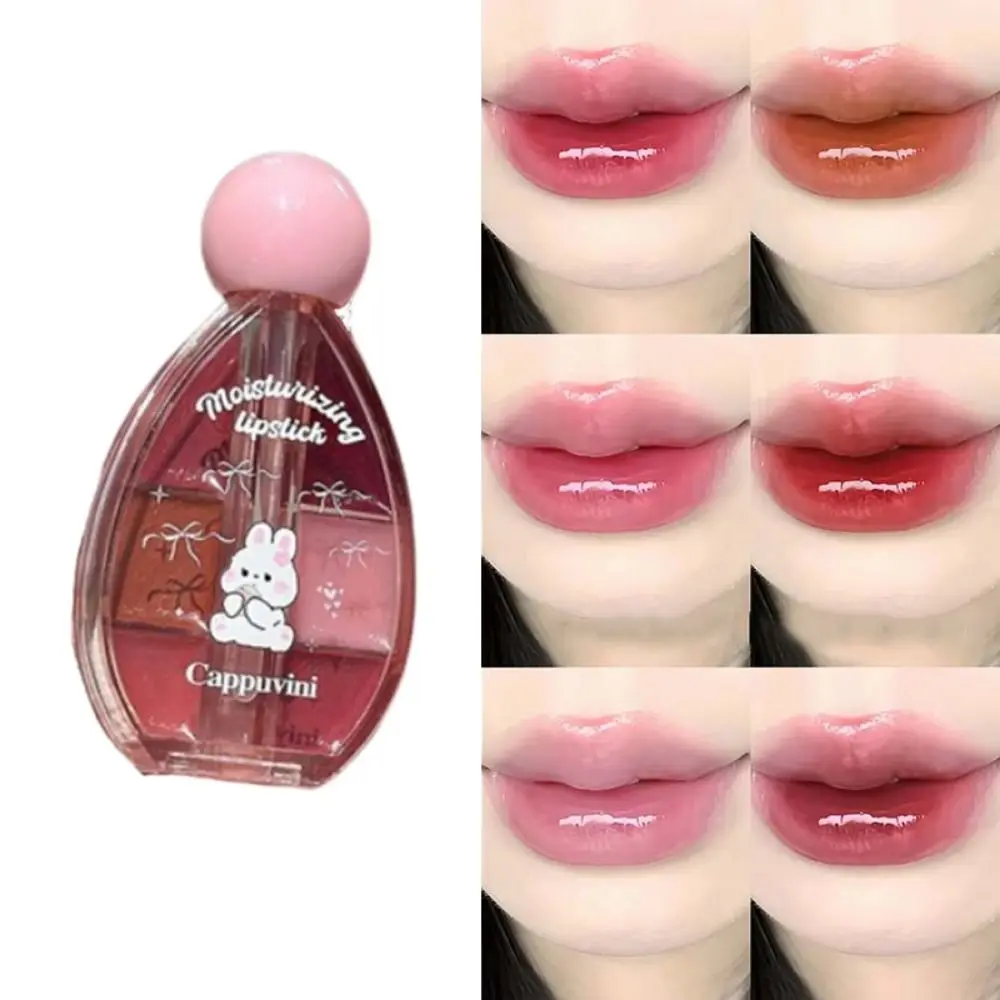 

6 Colors Lip Gloss Palette Waterproof Lip Plumper Lip Jelly Plate Portable Long Lasting Moisturizing Lipstick Daily Use