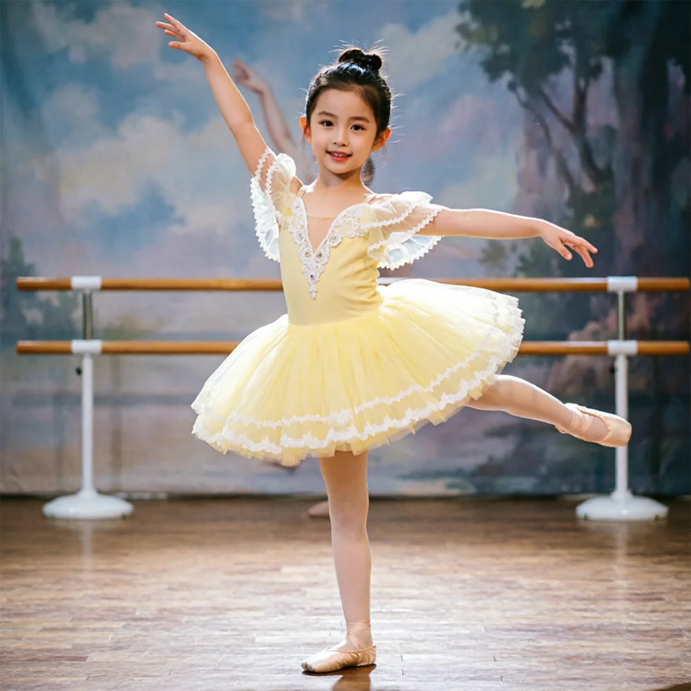 

Girls Ballet Tutu Leotard Elegant Princess Dance Dress for Kids Stage Performance Party Wear Children's Dance Costume with Skirt