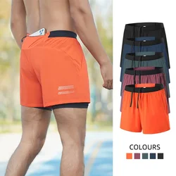 Pantaloncini Runnings da uomo pantaloni con tasca finti due pezzi doppio ponte palestra sport Jogging Bodybuilding basket pantaloncini Fitness