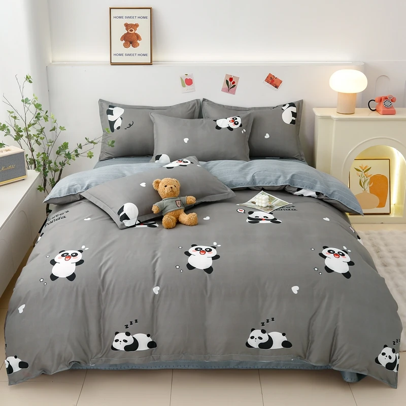 

Cute Panda Bedding Set Cartoon Panda Duvet Cover Set for Boys Girls Kawaii Animal Comforter Cover with 2 Pillowcases Queen Size