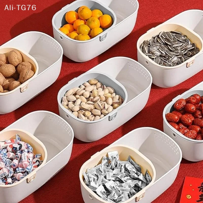 [P] 2-Layer Snack Box Compact 2-Tier Fruit Basket/Sunflower Basket With Drainage For Home Couch Movie Night Snacking