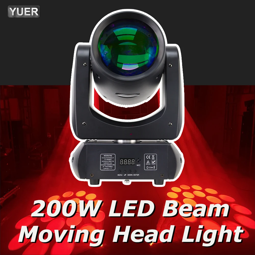 yuer led moving head light beam 18 prismas rotativos dmx stage effect disco dj bar wedding club 200w novo 01