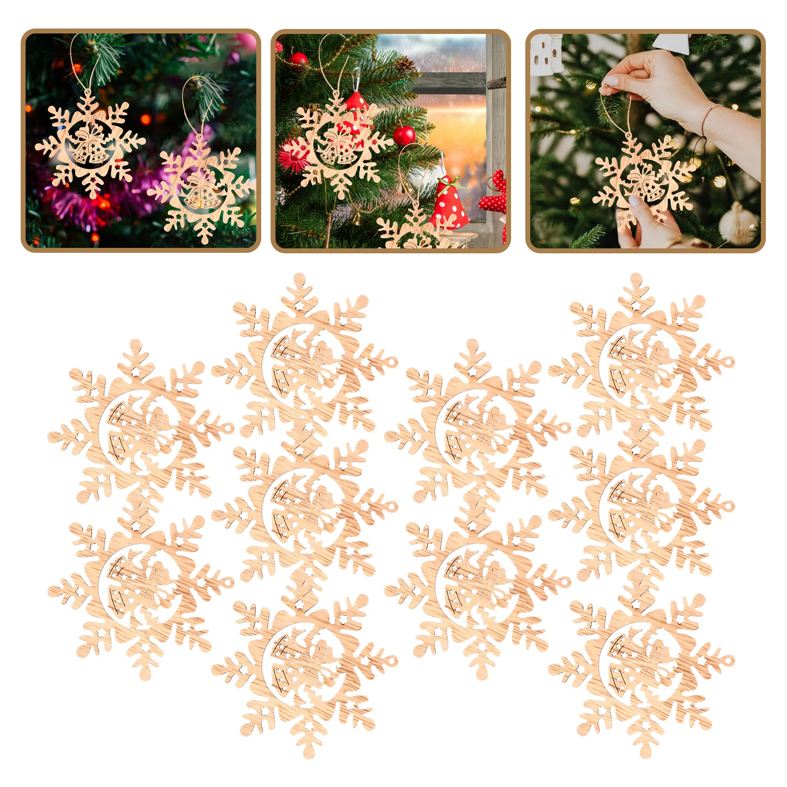 

1 set Wooden Christmas Ornaments Blank Diy Wood Slices For Xmas Tree Decor Painting Pendants Craft Hanging Supplies